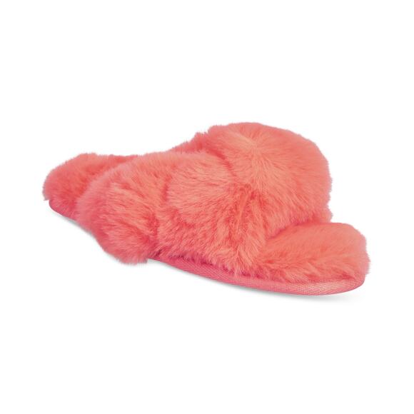Women' s Faux-Fur  Slide Slippers Medium(7/8) Orange NWT - Picture 1 of 4